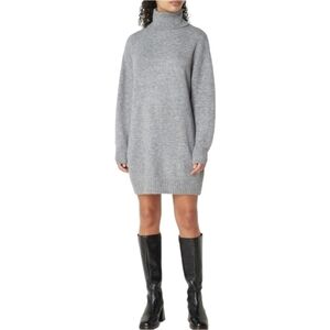 Mango Taldora Dress Sweater Turtleneck Grey New With Tags Women's size Medium